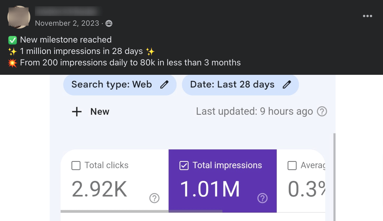 NeuronWriter facebook group results