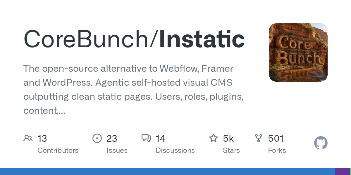 corebunch instatic cms tinh tu host thay the webflow framer wordpress
