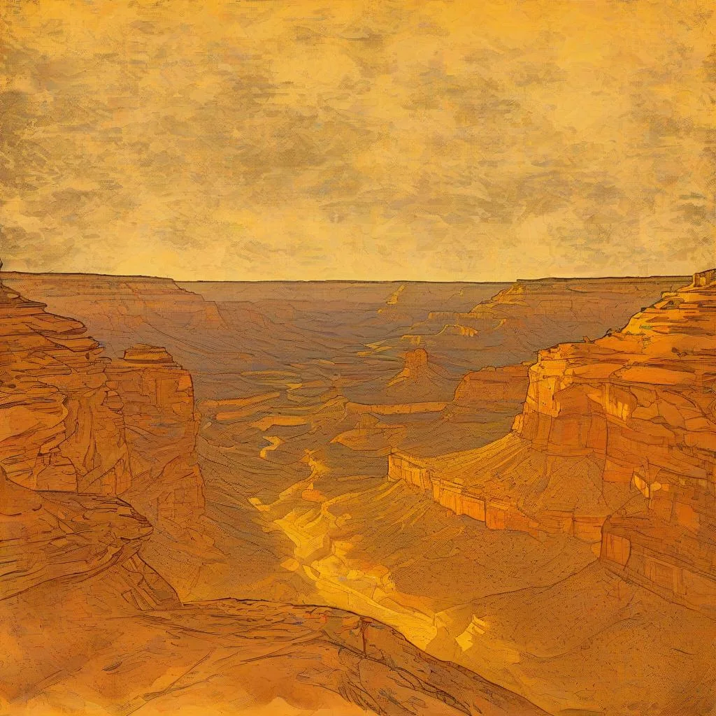 Hoàng hôn vàng trên Grand Canyon