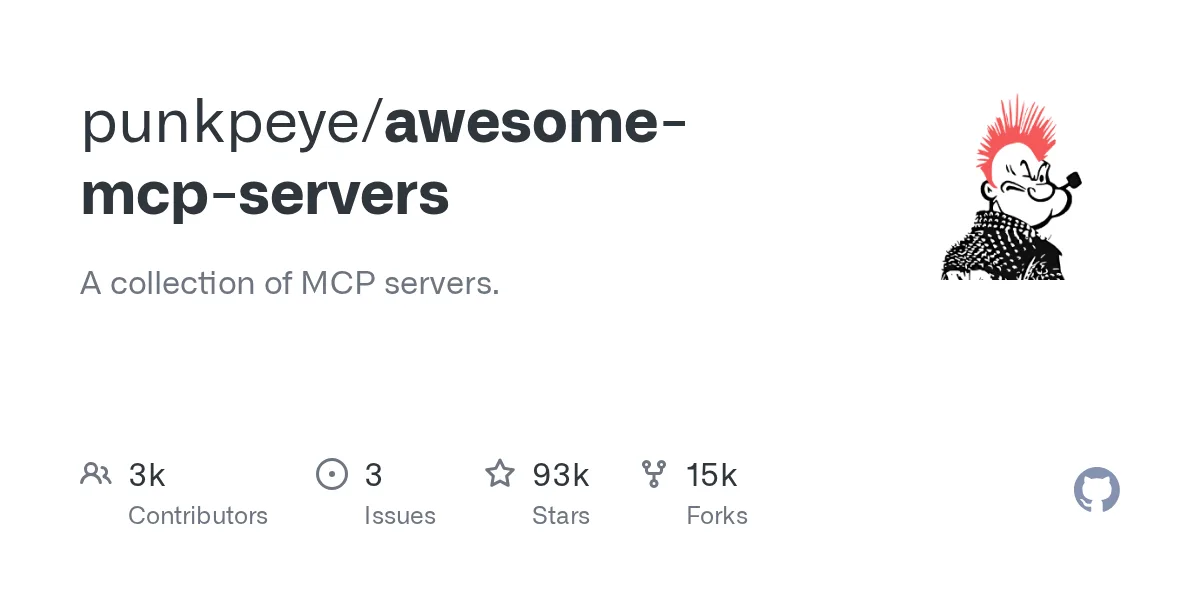 punkpeye tao danh sach cac server mcp noi tieng tren github trending
