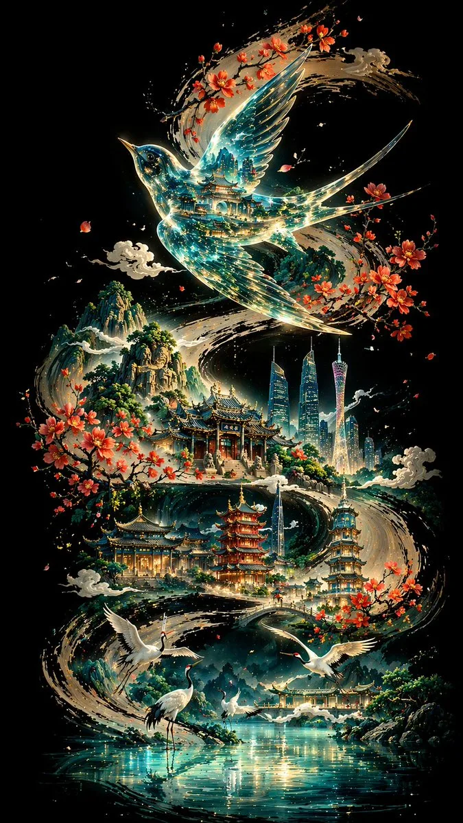 Poster nghệ thuật thành phố qua nét thư pháp