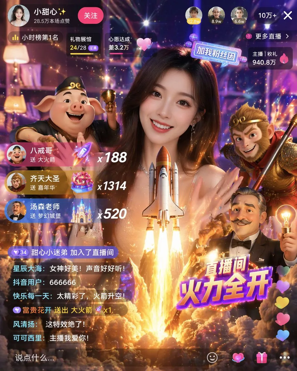 Mockup giao diện livestream di động với hiệu ứng 3D