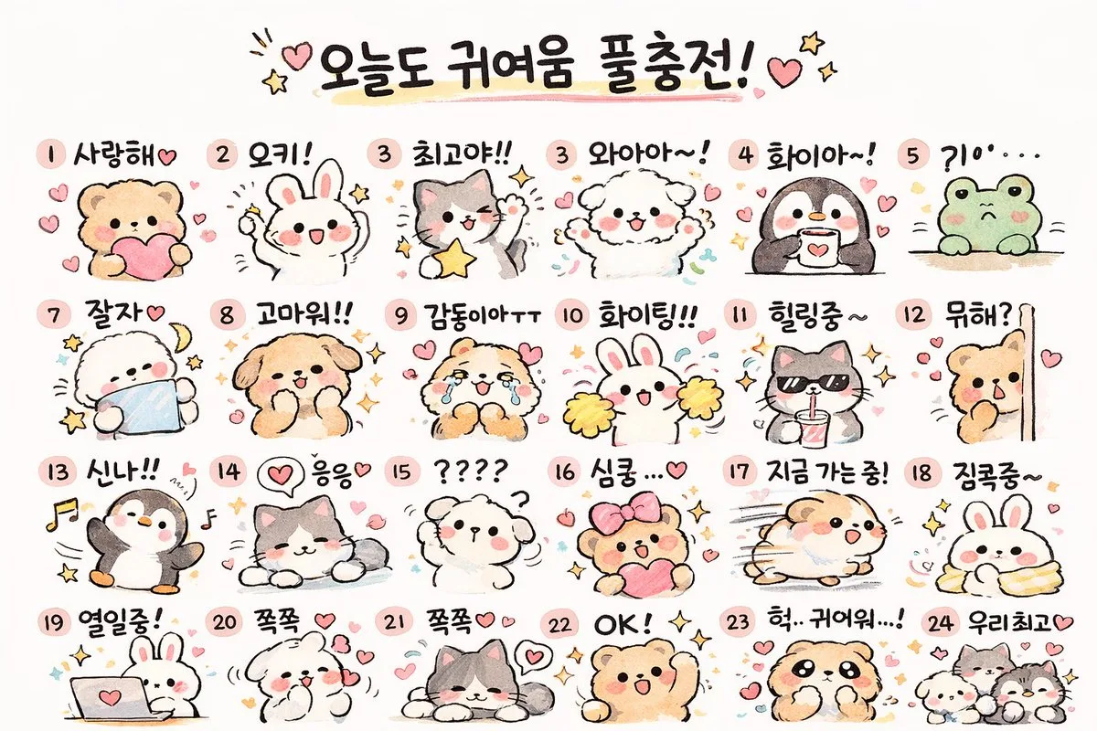 Bộ nhãn dán động vật phong cách Kawaii