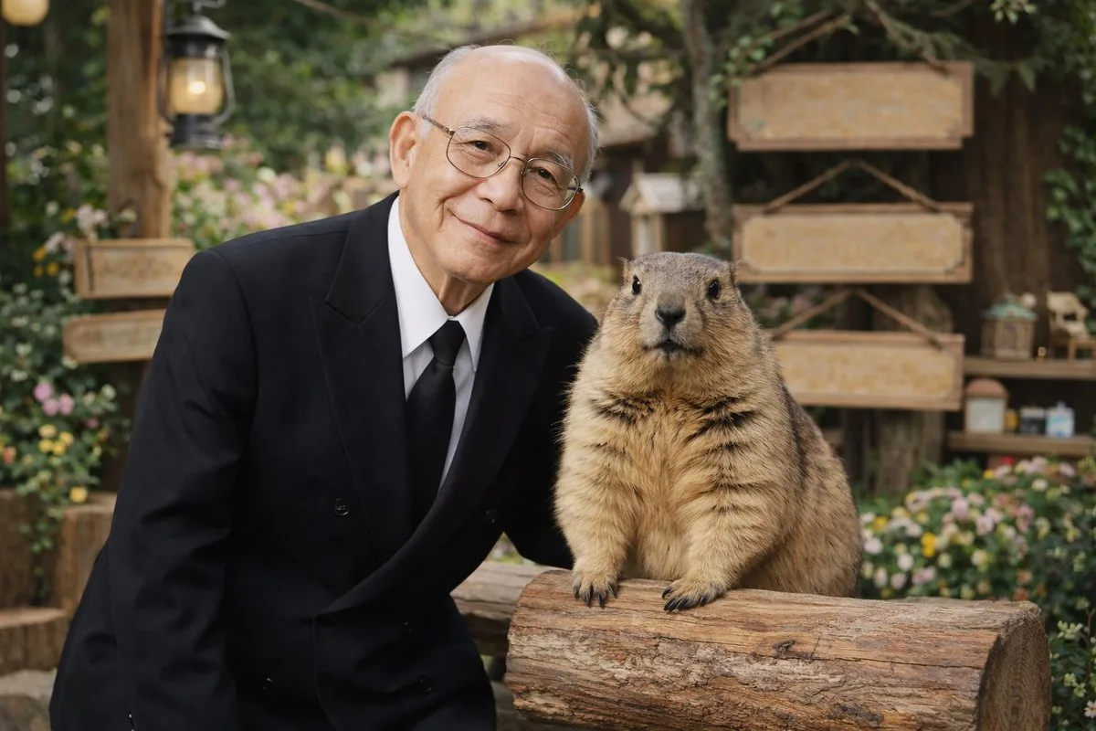 Chân dung cụ ông và sóc đất marmot