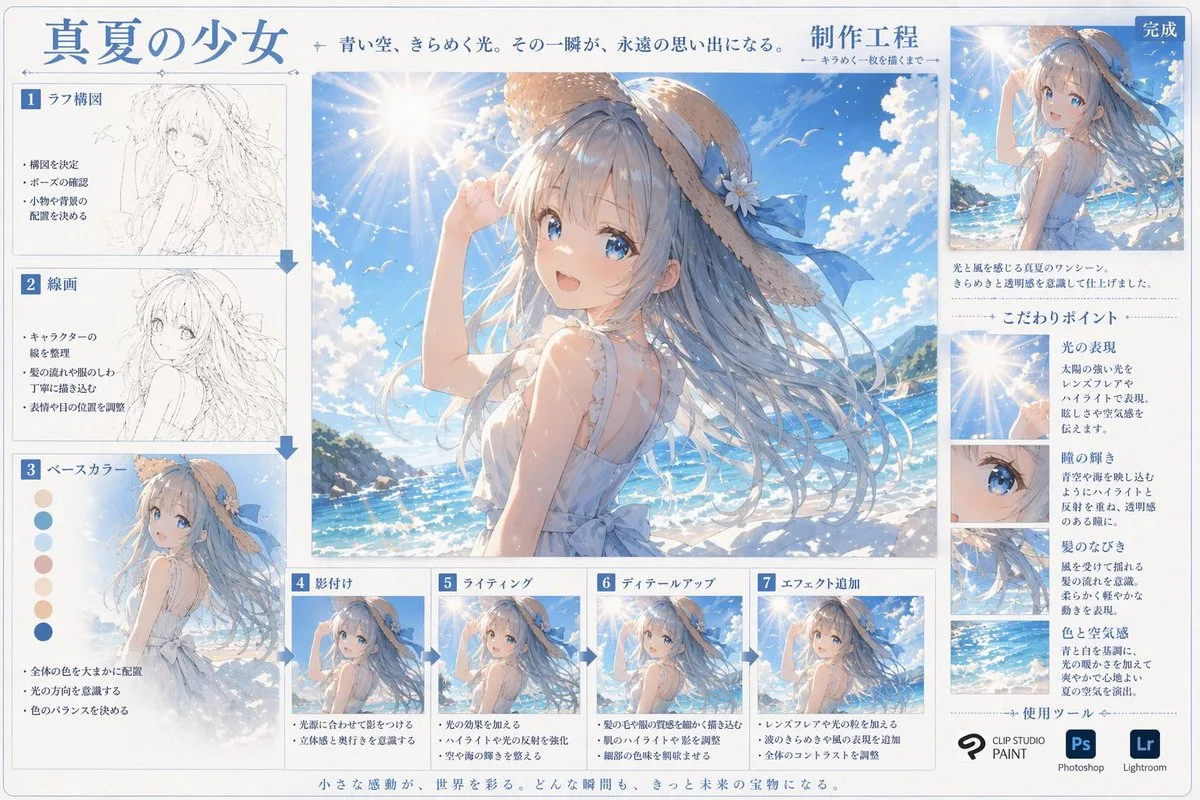 Infographic quy trình vẽ tranh anime
