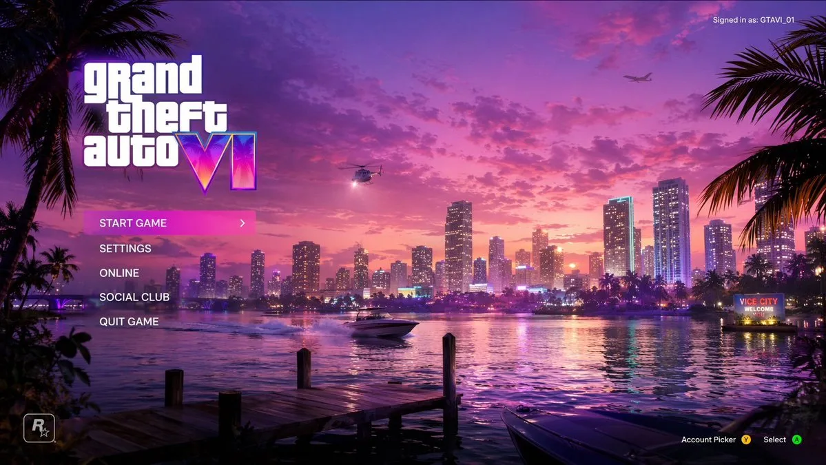 Mockup Giao diện Menu Game Hoàng hôn phong cách Vice City