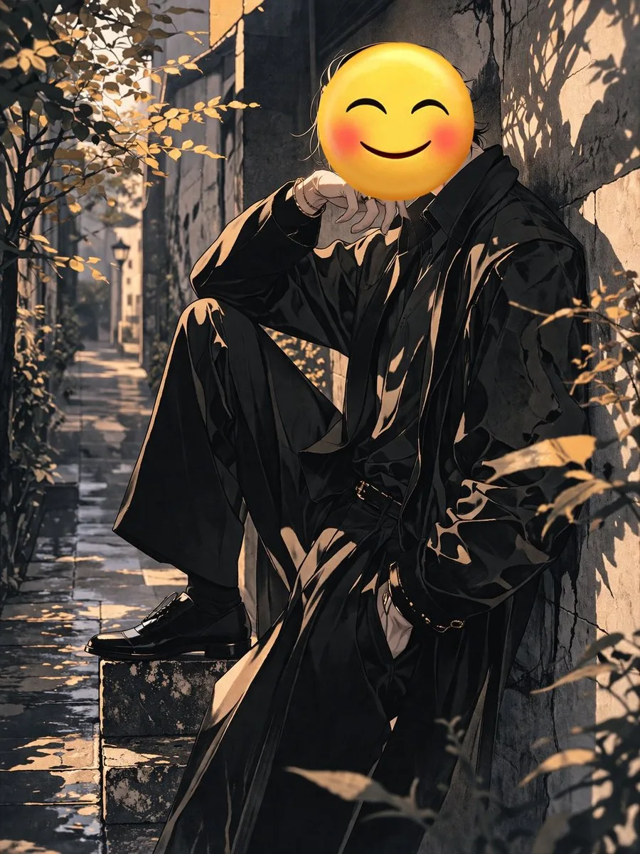 Nhân vật đầu Emoji trong con hẻm ngập nắng