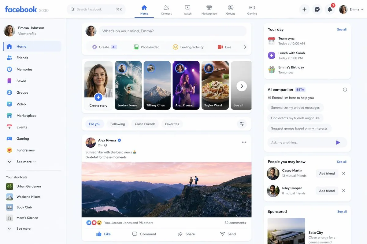 Dự đoán giao diện Facebook năm 2030