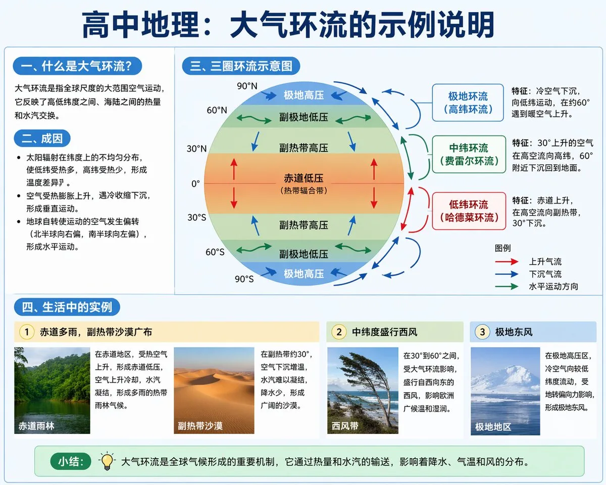 Infographic giáo dục về hoàn lưu khí quyển
