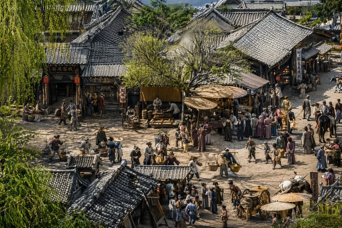 Khung Cảnh Đường Phố Cổ Trang Chân Thực