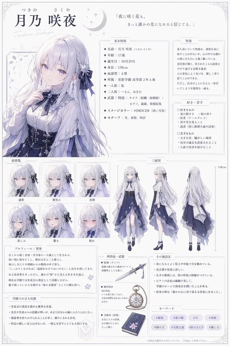 Bảng thiết kế nhân vật anime toàn diện