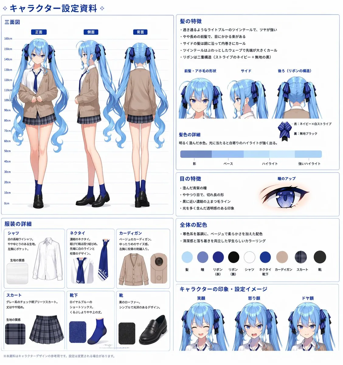Bảng thiết kế tham chiếu nhân vật anime toàn diện