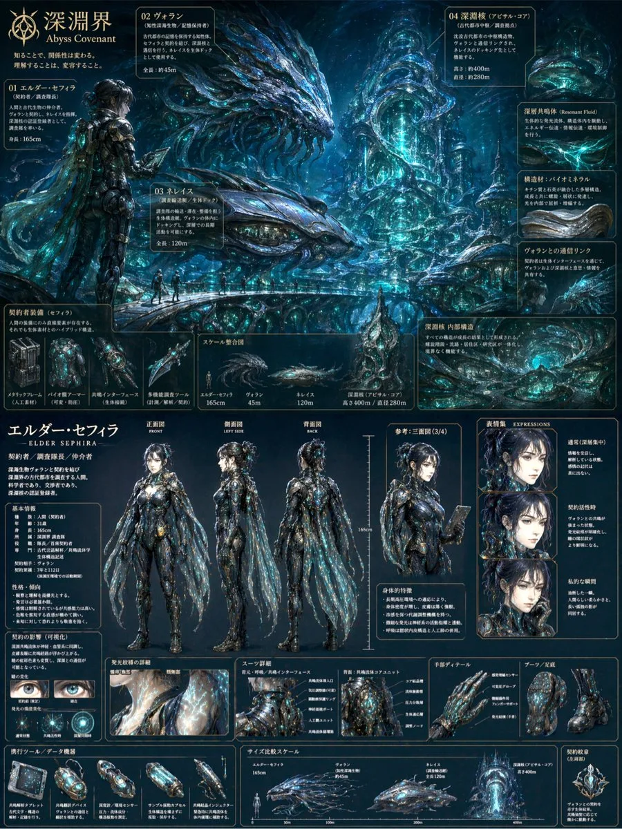 Bảng concept art và thiết kế nhân vật khoa học viễn tưởng