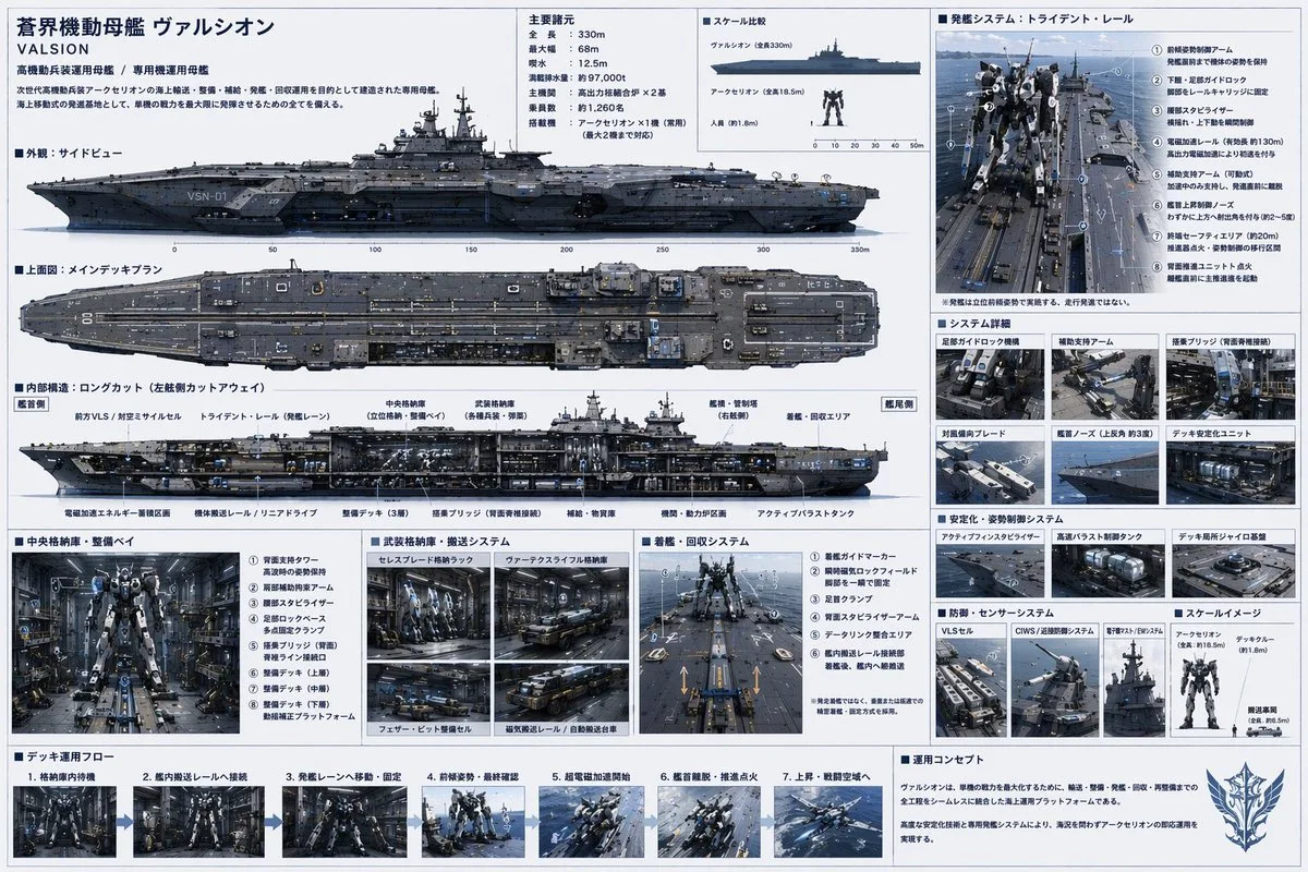 Bảng thông số kỹ thuật tàu sân bay Mecha viễn tưởng