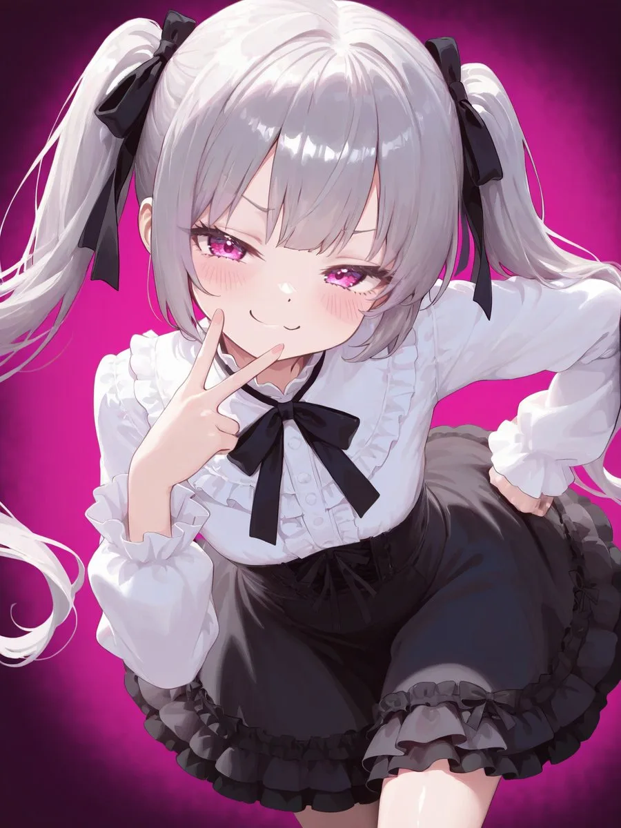 Chân dung cô gái anime tạo dáng chữ V tinh nghịch