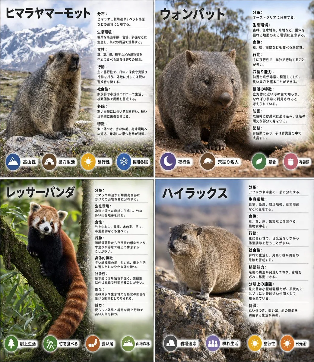Lưới infographic động vật 4 ô