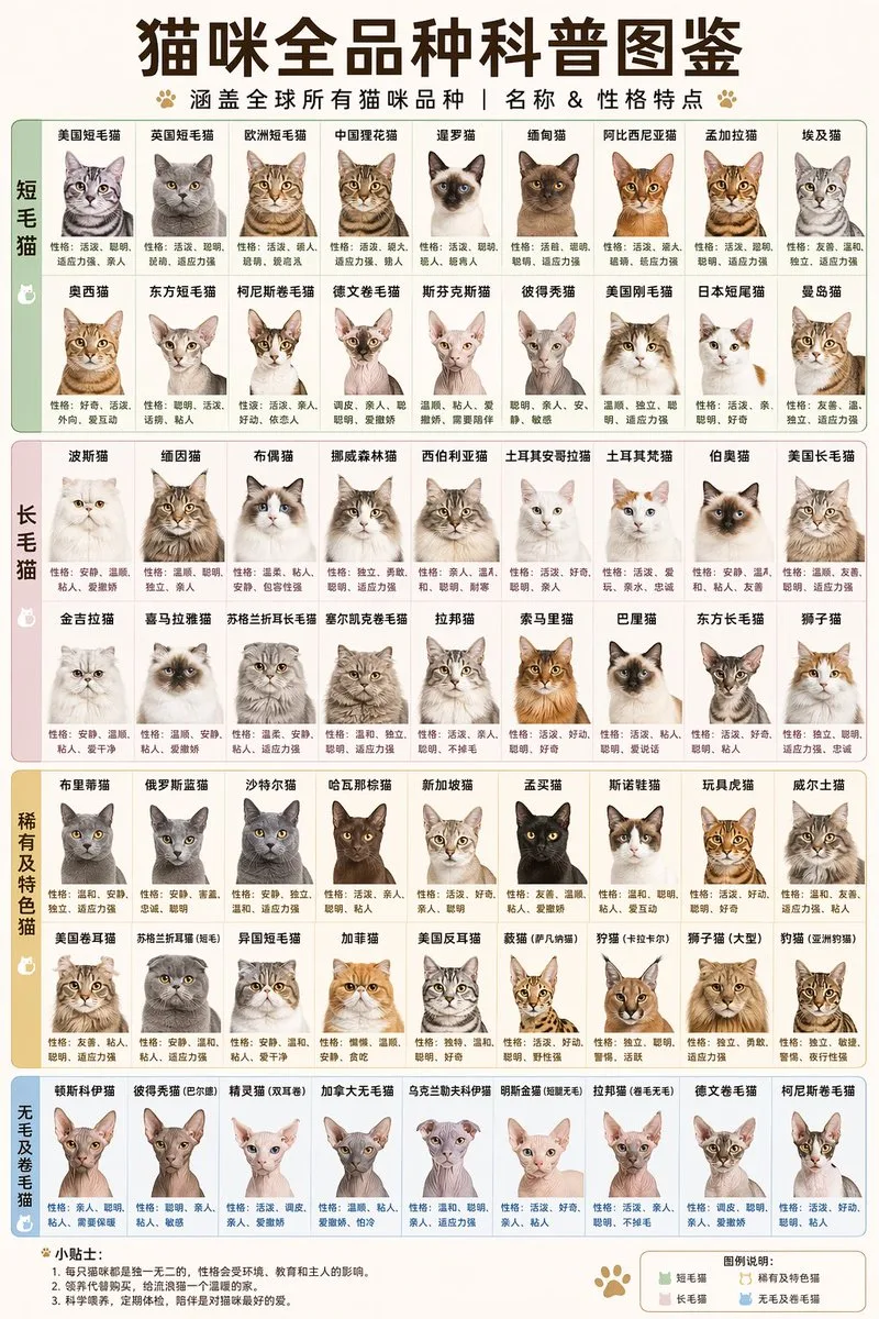 Infographic toàn diện về các giống mèo