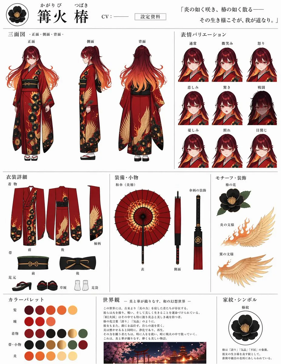 Bảng thiết kế nhân vật Anime chi tiết