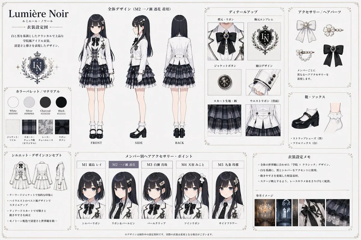 Bảng thiết kế trang phục thần tượng anime