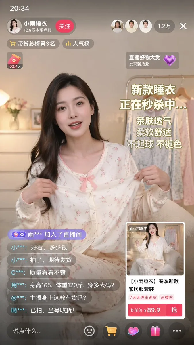 Mockup giao diện livestream bán hàng trên di động