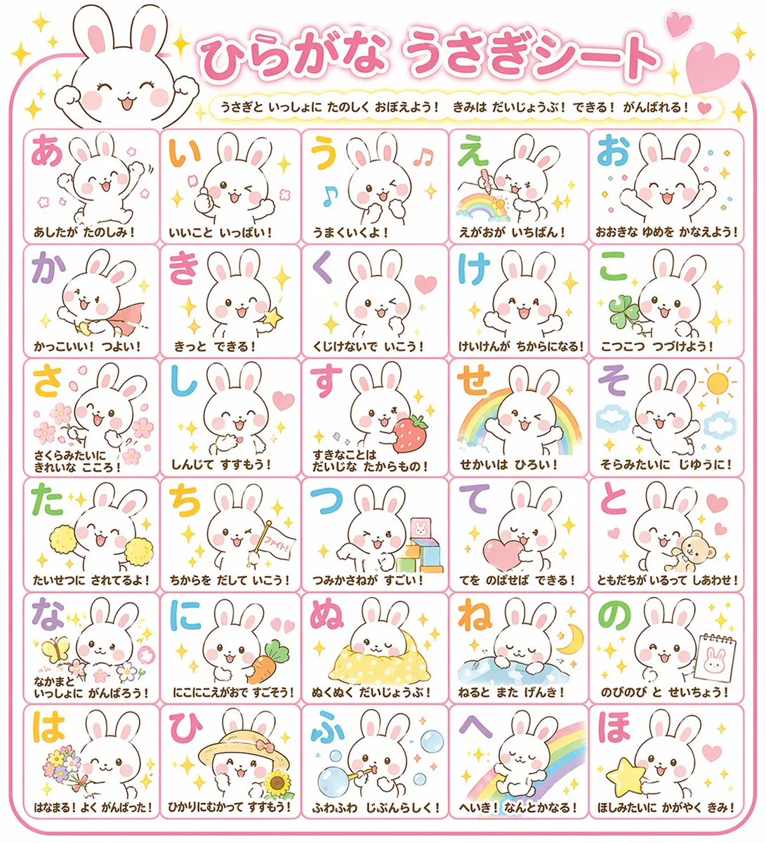 Bảng học chữ Hiragana