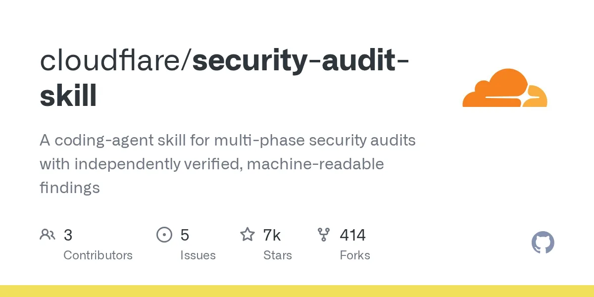 cloudflare phat hanh security audit skill cho coding agent