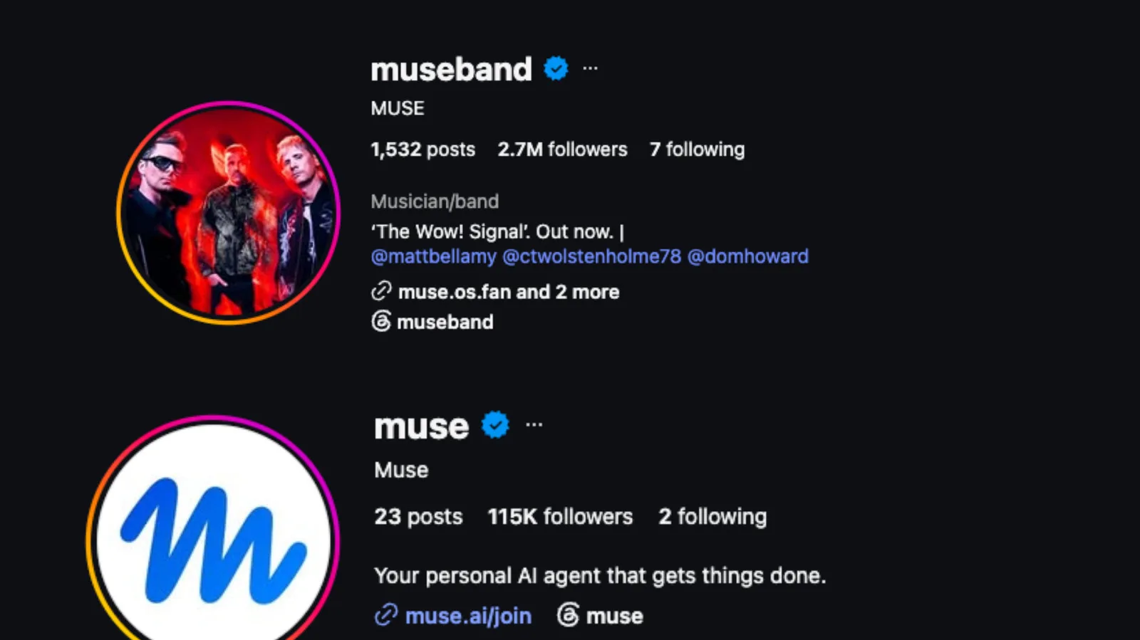 meta tuoc tai khoan mang xa hoi cua ban nhac muse de cap cho agent ai moi