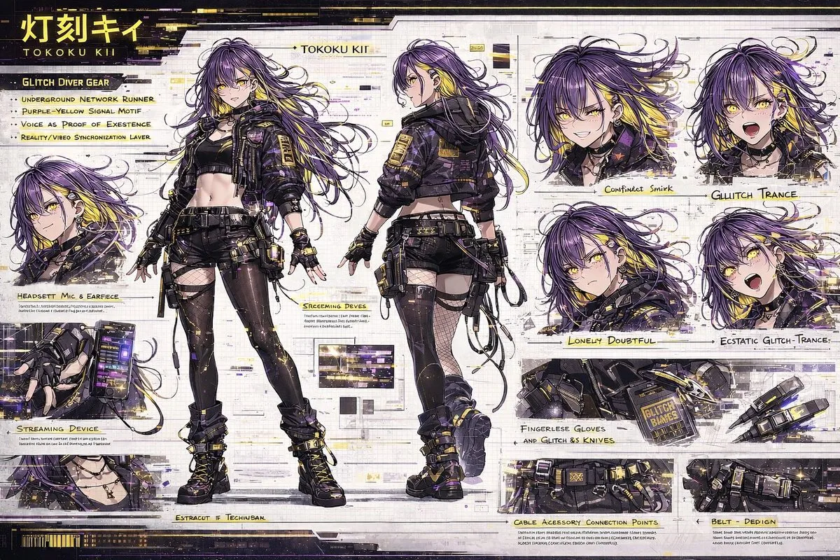 Bảng concept nhân vật anime cyberpunk