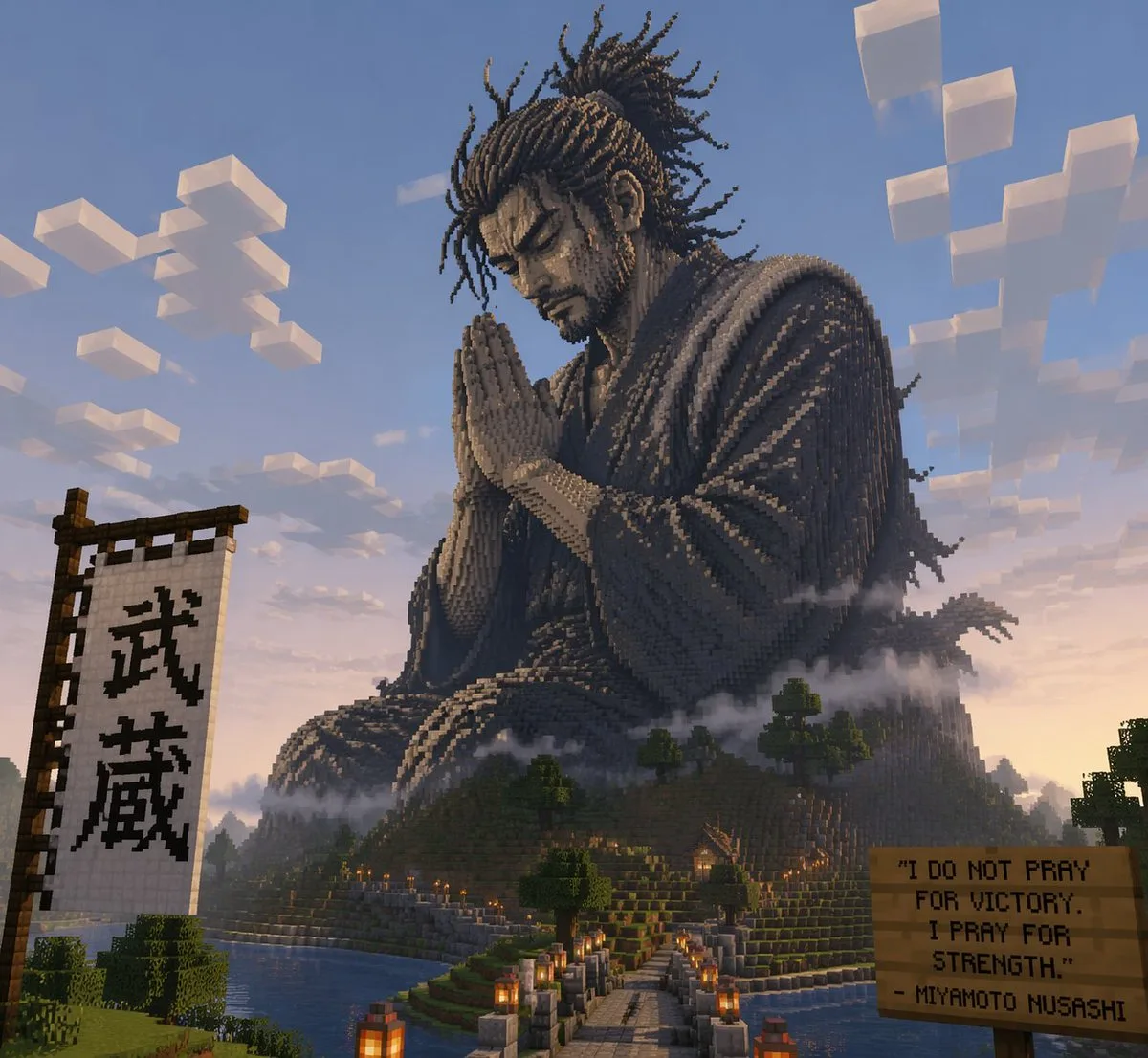 Tượng Musashi phong cách Minecraft