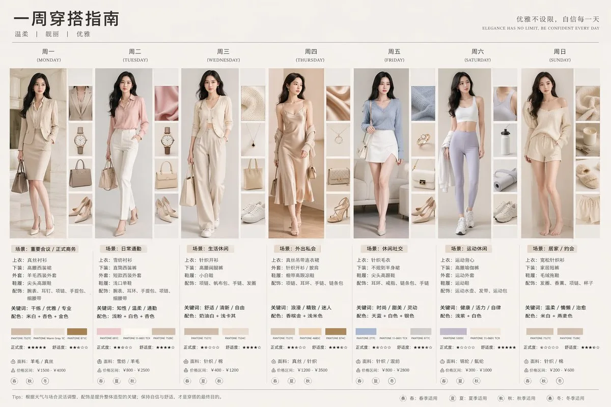 Infographic lookbook thời trang 7 ngày