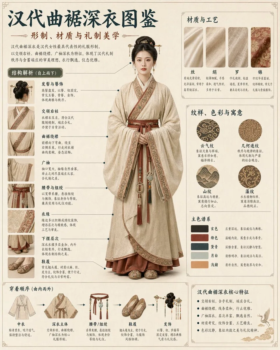 Infographic trang phục truyền thống Hán phục Khúc Cư Thâm Y