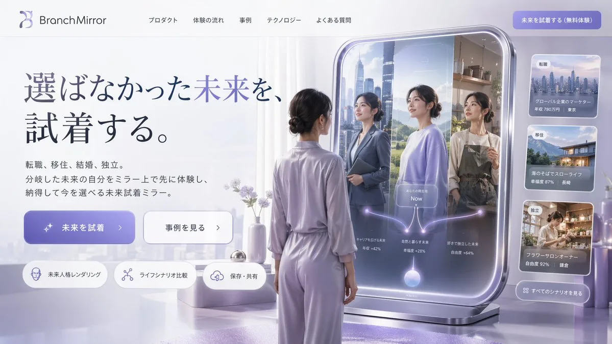 Mockup website gương thông minh tương lai