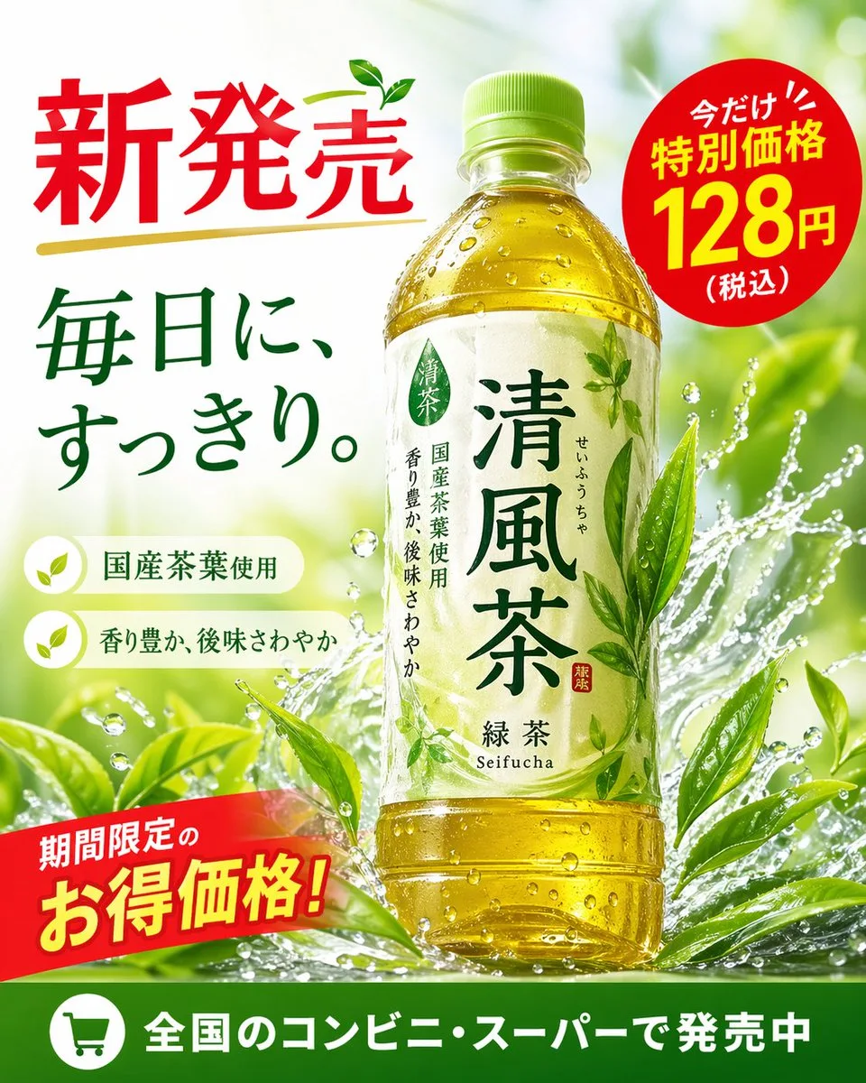 Poster quảng cáo trà xanh đóng chai