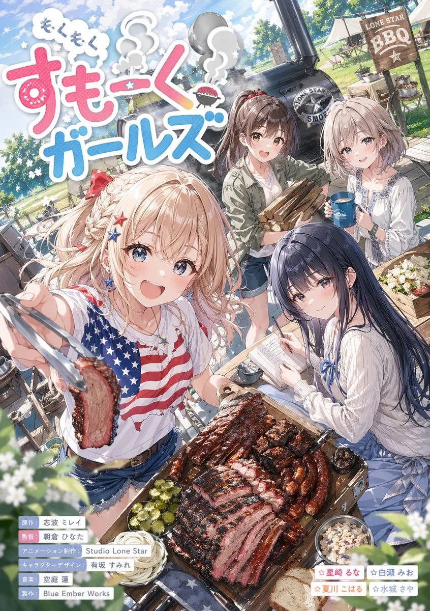 Poster anime: Tiệc BBQ ngoài trời của các cô gái