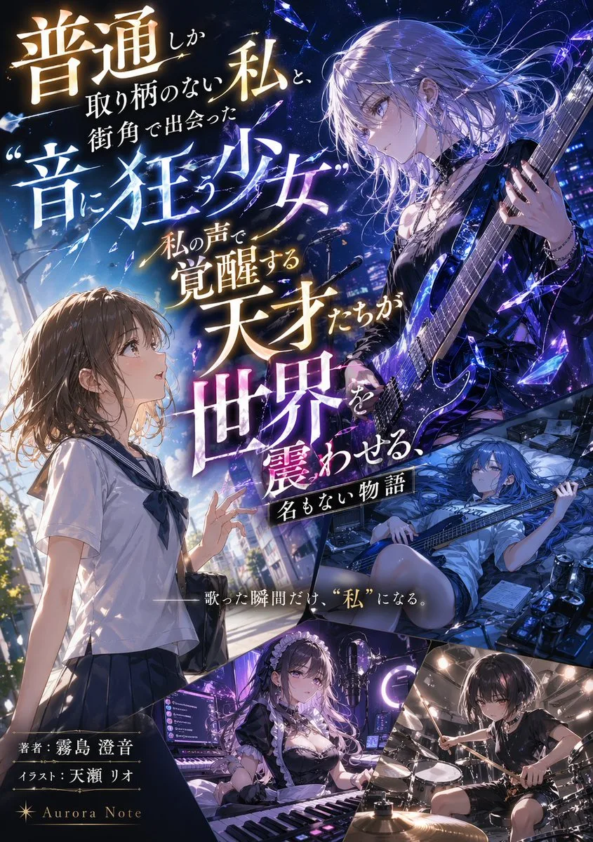 Bìa Light Novel với bố cục ban nhạc đa nhân vật