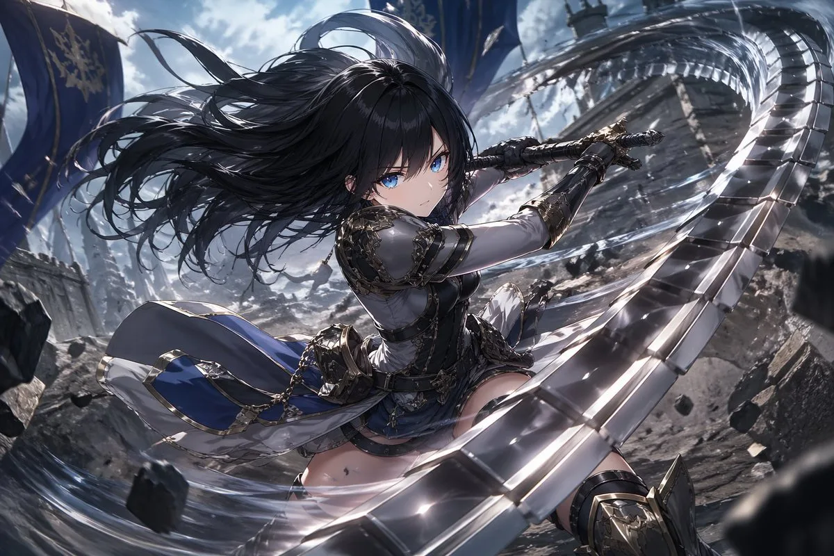 Nữ chiến binh anime với kiếm roi