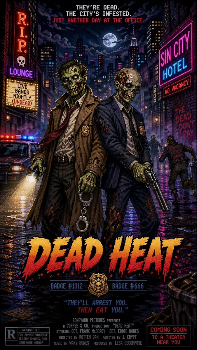 Poster phim cảnh sát đôi phong cách pixel art
