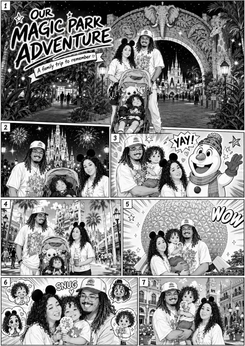 Chuyến đi Disney của gia đình phong cách manga