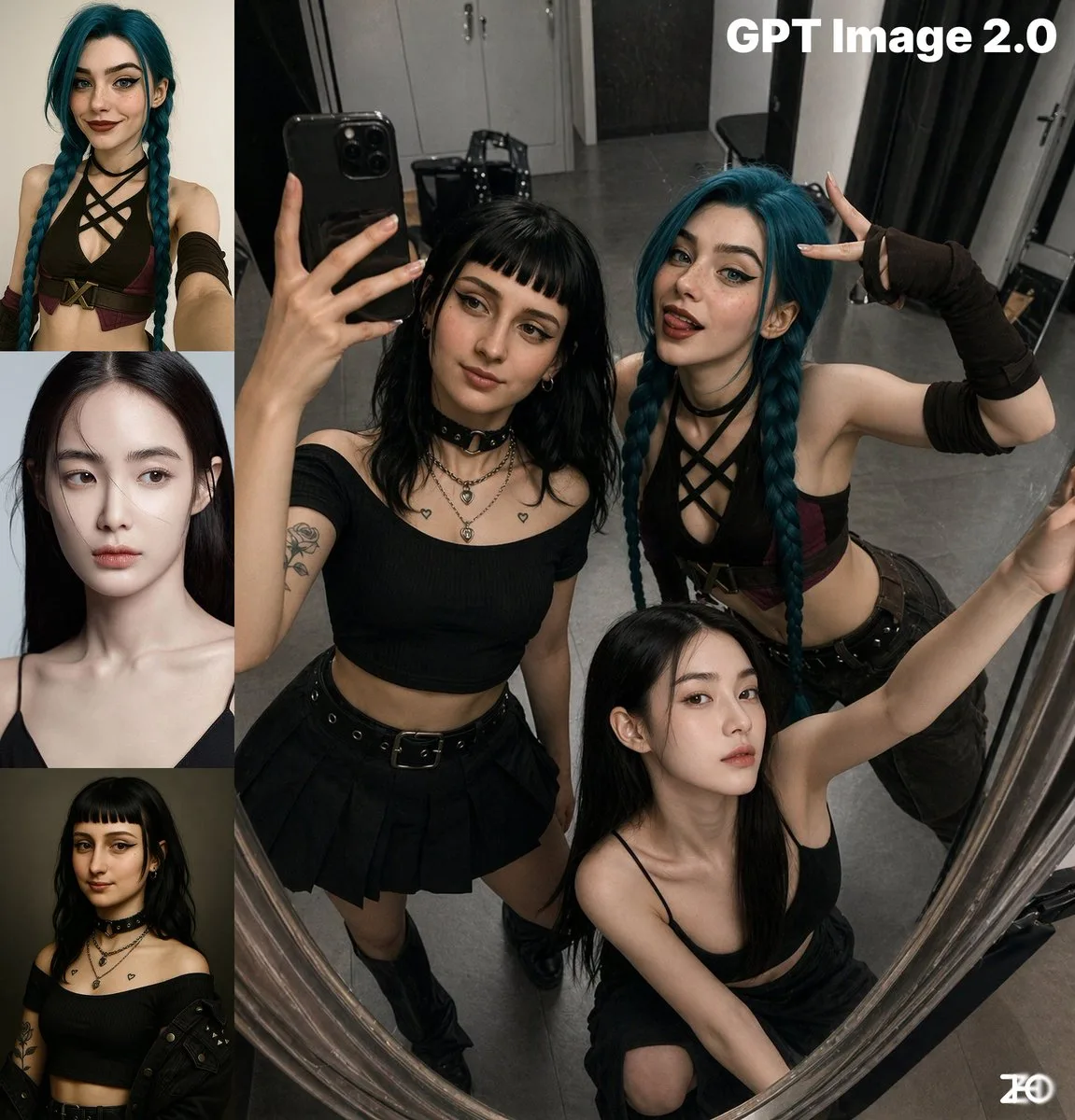 Selfie trước gương góc nhìn từ trên cao