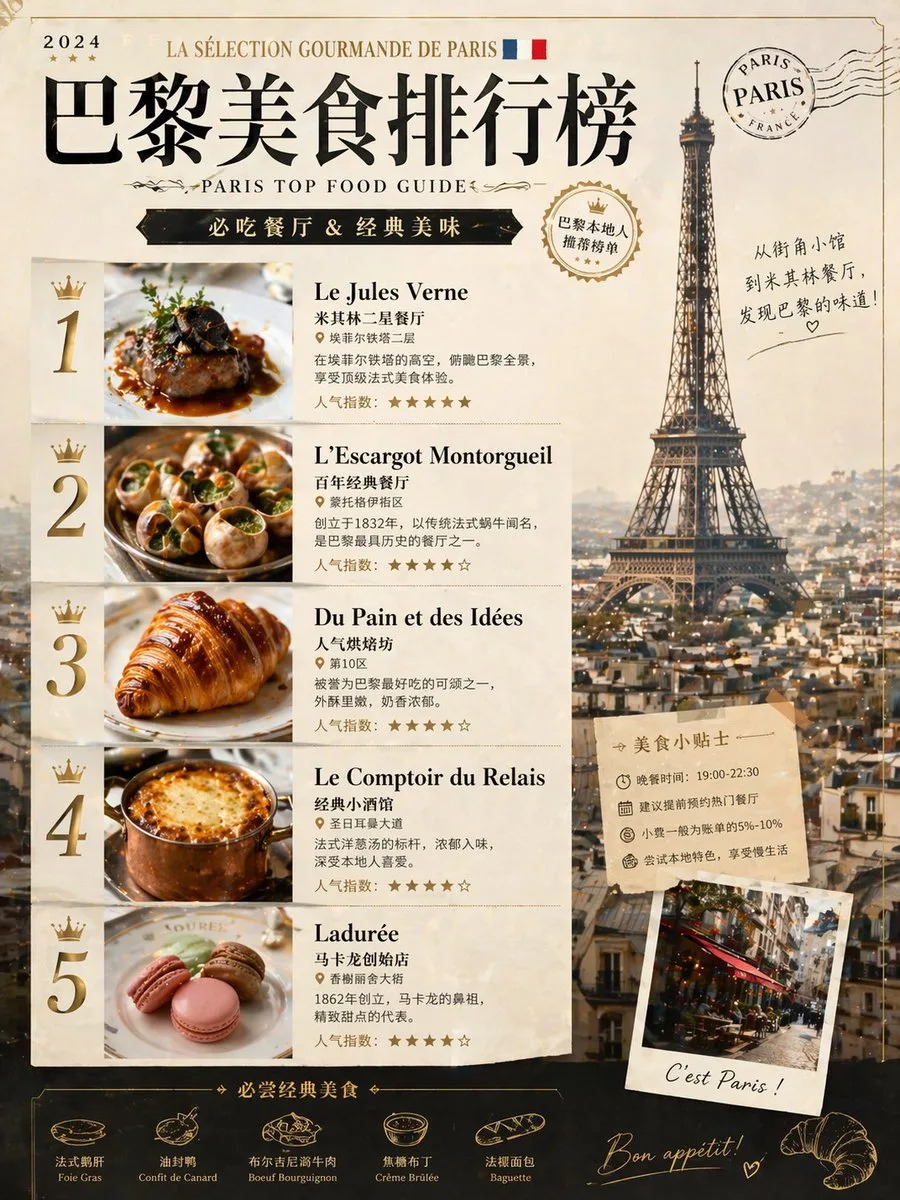 Poster bảng xếp hạng ẩm thực Paris