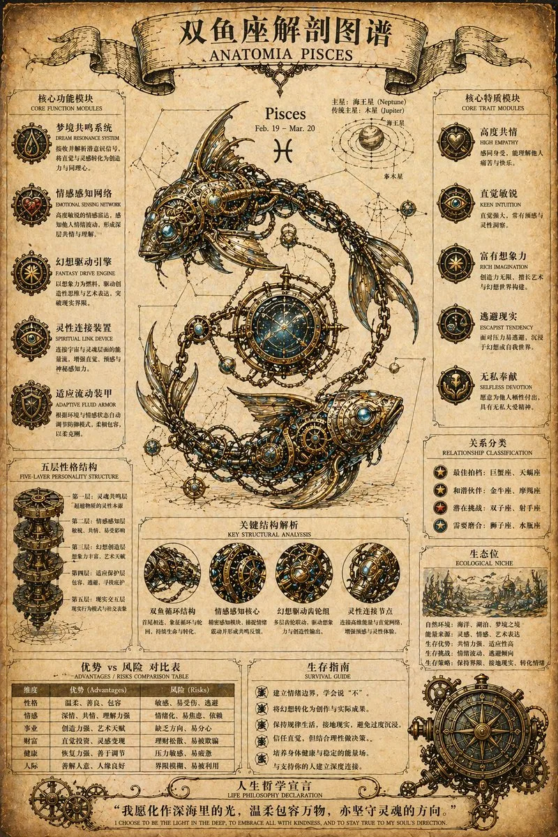 Poster giải phẫu cung hoàng đạo Steampunk cổ điển