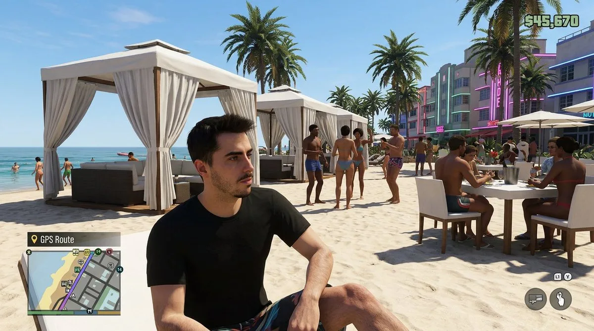 Ảnh chụp gameplay câu lạc bộ bãi biển phong cách GTA