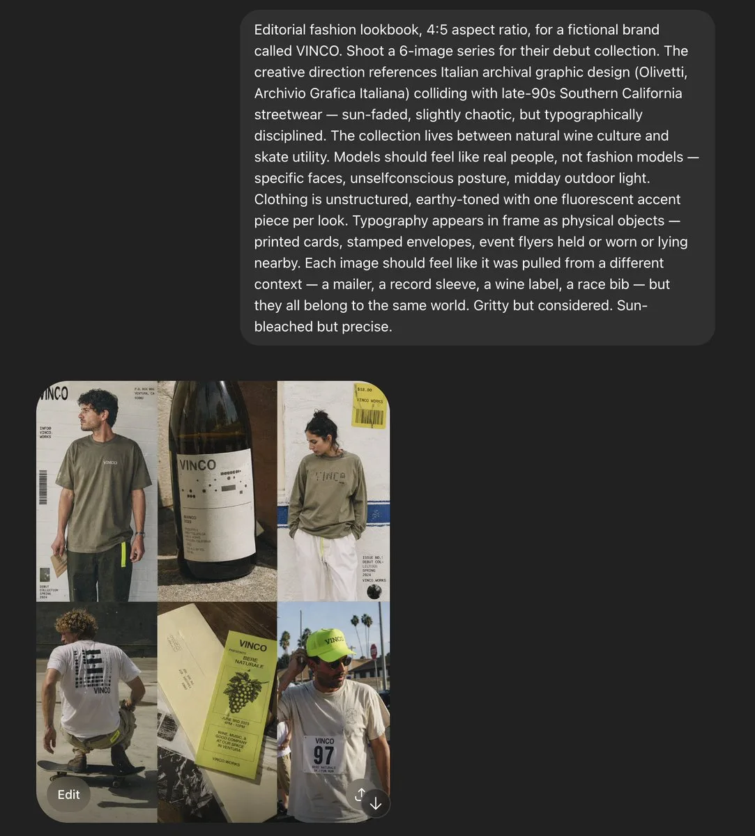 Bảng moodboard lookbook thời trang thương hiệu VINCO