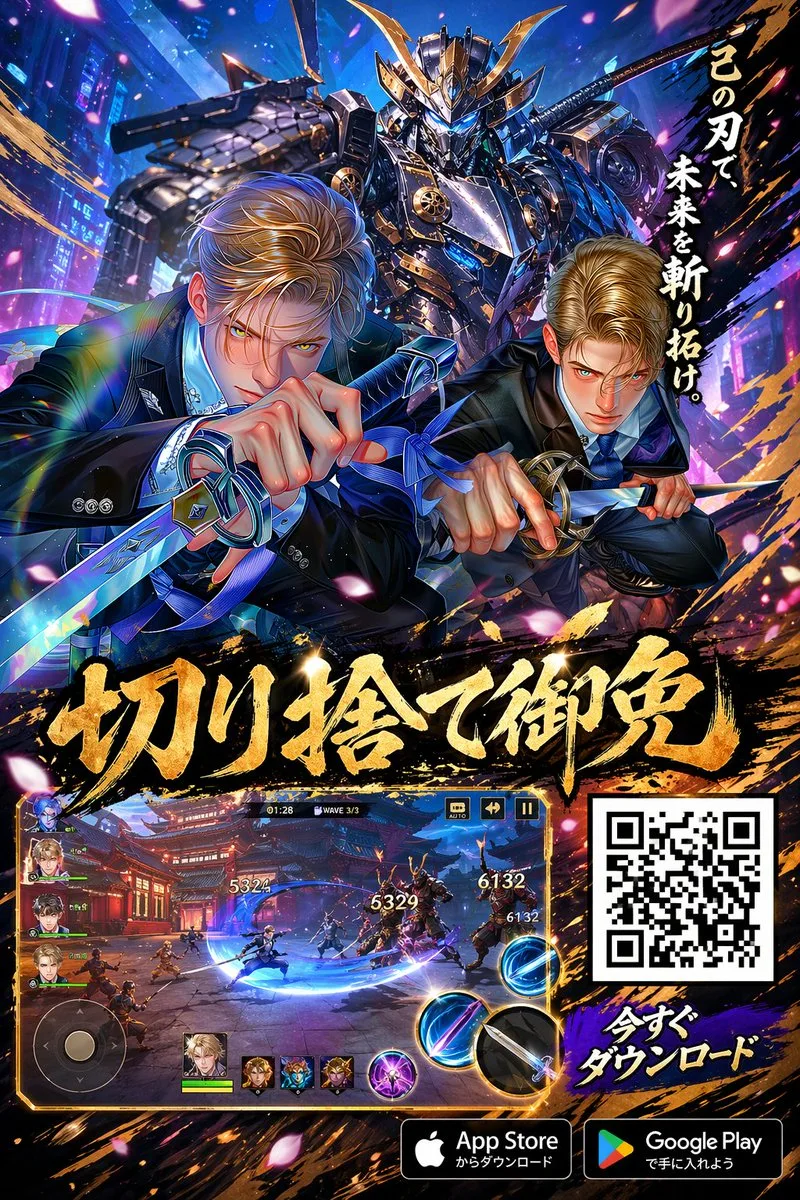 Poster quảng cáo game mobile anime samurai
