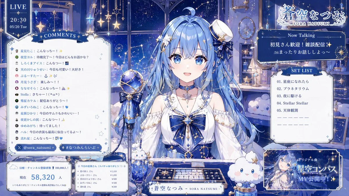Khung giao diện livestream VTuber phong cách thiên hà