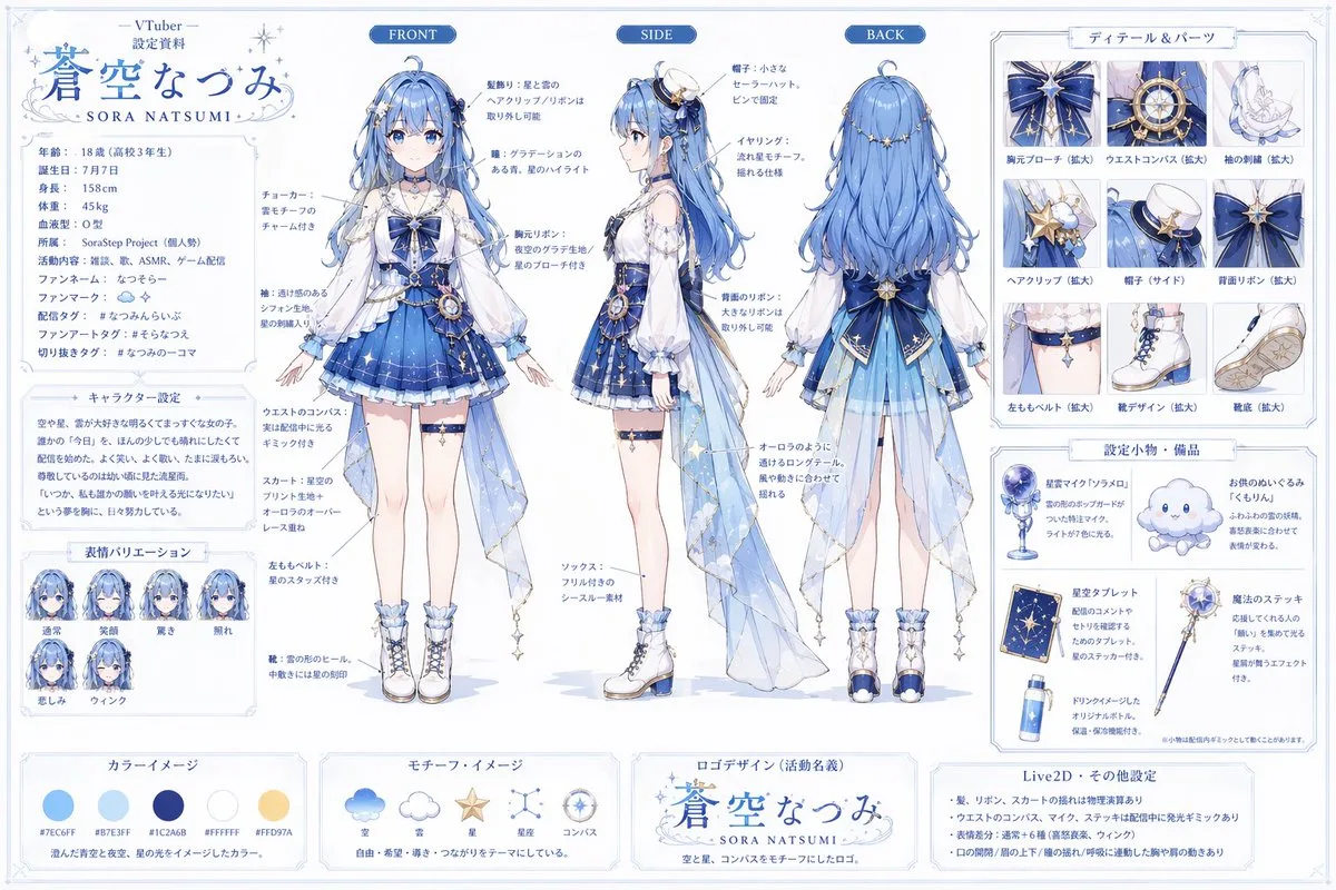 Bảng thiết kế nhân vật VTuber