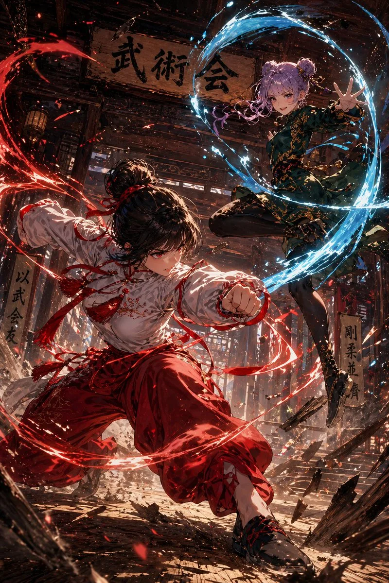 Song đấu võ thuật anime trong võ đường