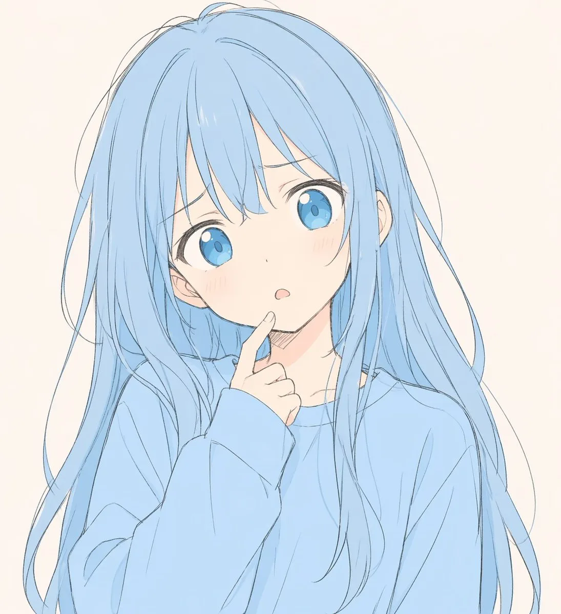Chân dung cô gái anime sắc xanh dịu nhẹ