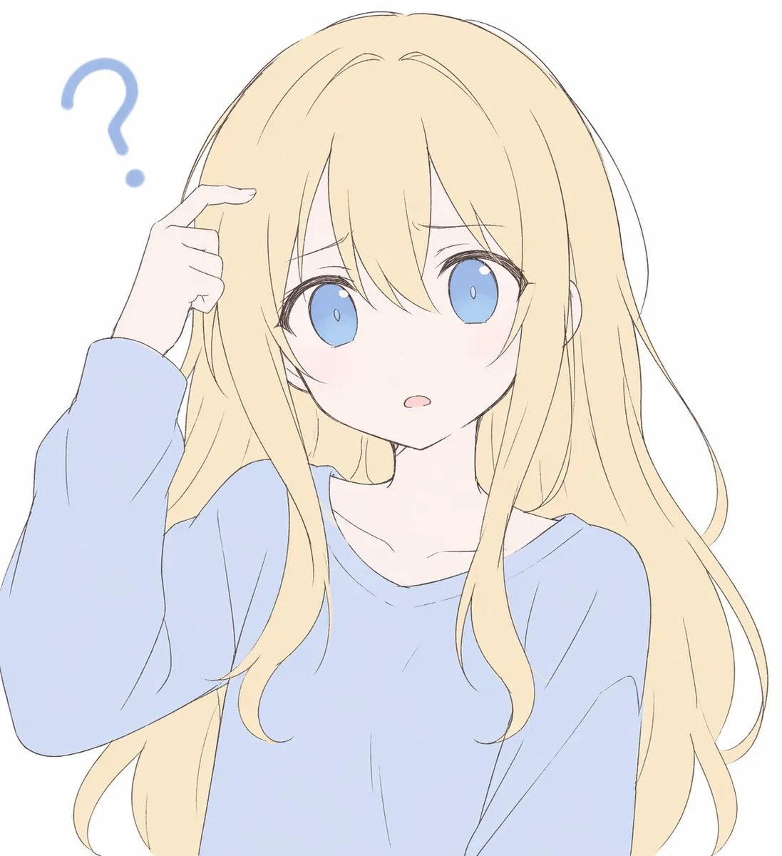 Chân dung cô gái anime tóc vàng bối rối