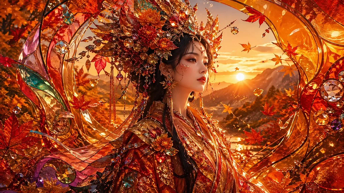 Nữ hoàng mùa thu lộng lẫy lúc hoàng hôn